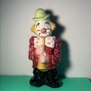 Colorful 9 inch Ceramic Clown Figurine
